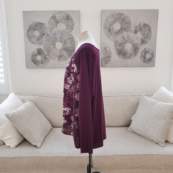 NEW! Marucies Crochet & Lace Floral Long Sleeve Blouse - size 4X in Purple - Picture 6 of 12